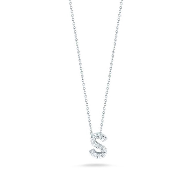 Roberto Coin Tiny Treasures White Gold "Love Letter" Initial Pendant